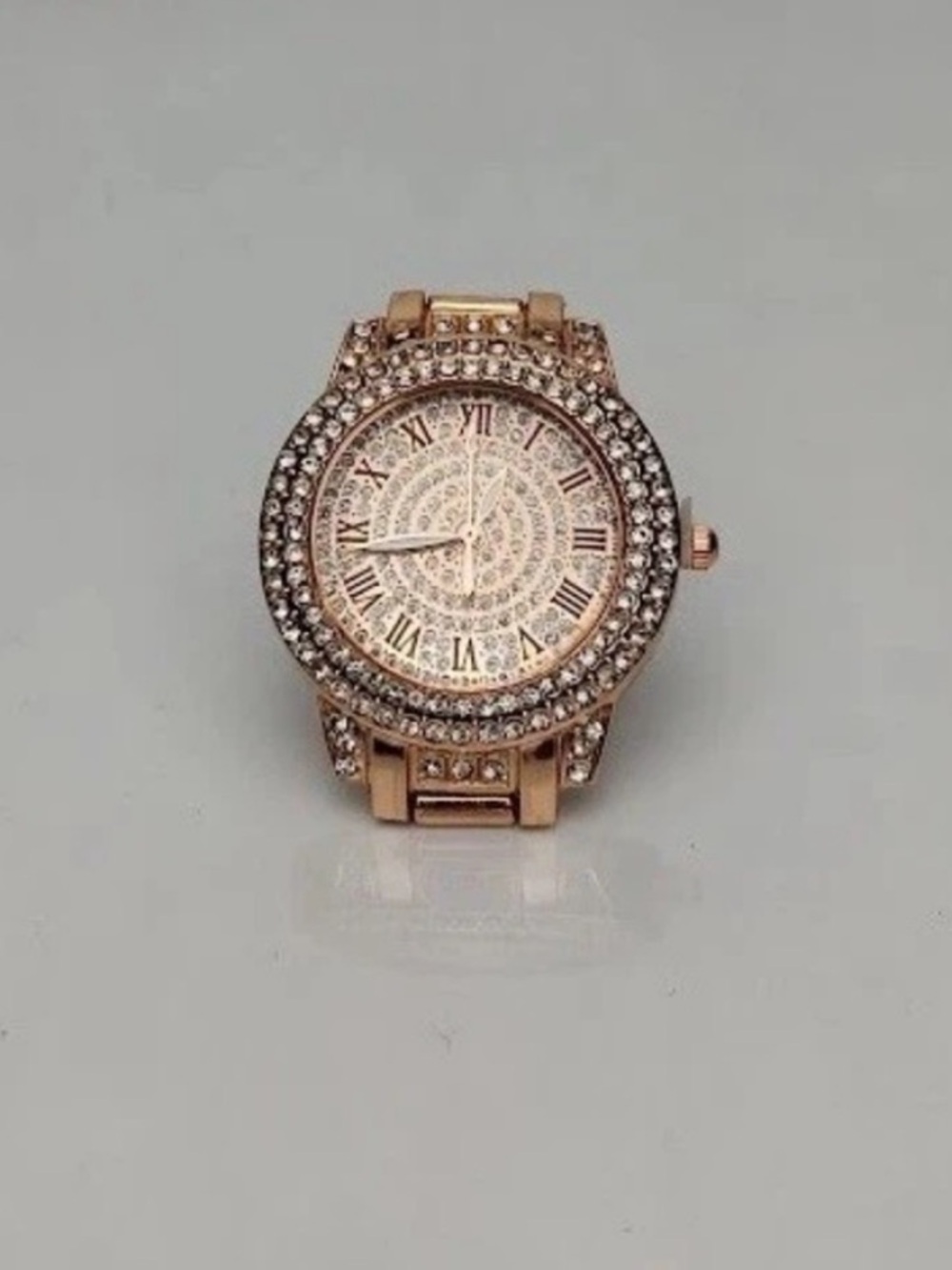Women's Sparkling Rose Golden Adorned Quartz Watch with Roman Numeral Dial - Picture 6 of 8